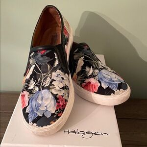 Halogen Women's Floral Slip-On Sneakers - Black, Blue, and Pink